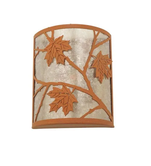 10"W Maple Leaf Rustic Lodge Wall Sconce