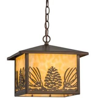 11"Sq Mountain Pine Lantern Rustic Lodge Pendant