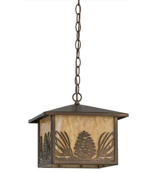 11"Sq Mountain Pine Lantern Rustic Lodge Pendant