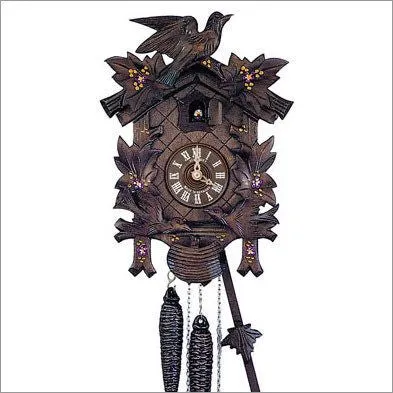 12" Three Birds and Four Leaves Black Forest German Cuckoo Clock