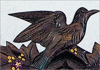 12" Three Birds and Four Leaves Black Forest German Cuckoo Clock