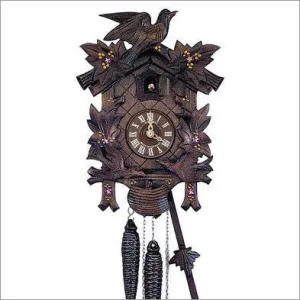 12" Three Birds and Four Leaves Black Forest German Cuckoo Clock