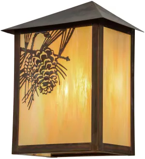 12"W Seneca Winter Pine Outdoor Wall Sconce