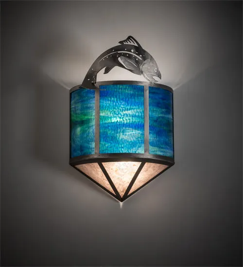 14"W Leaping Trout Wildlife Wall Sconce
