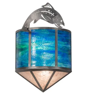 14"W Leaping Trout Wildlife Wall Sconce