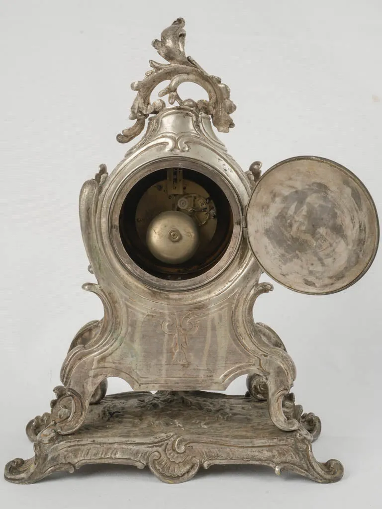19th Century Louis XV Style Silver-Plated Bronze "12 Pavés" Cartel Clock 19¾"