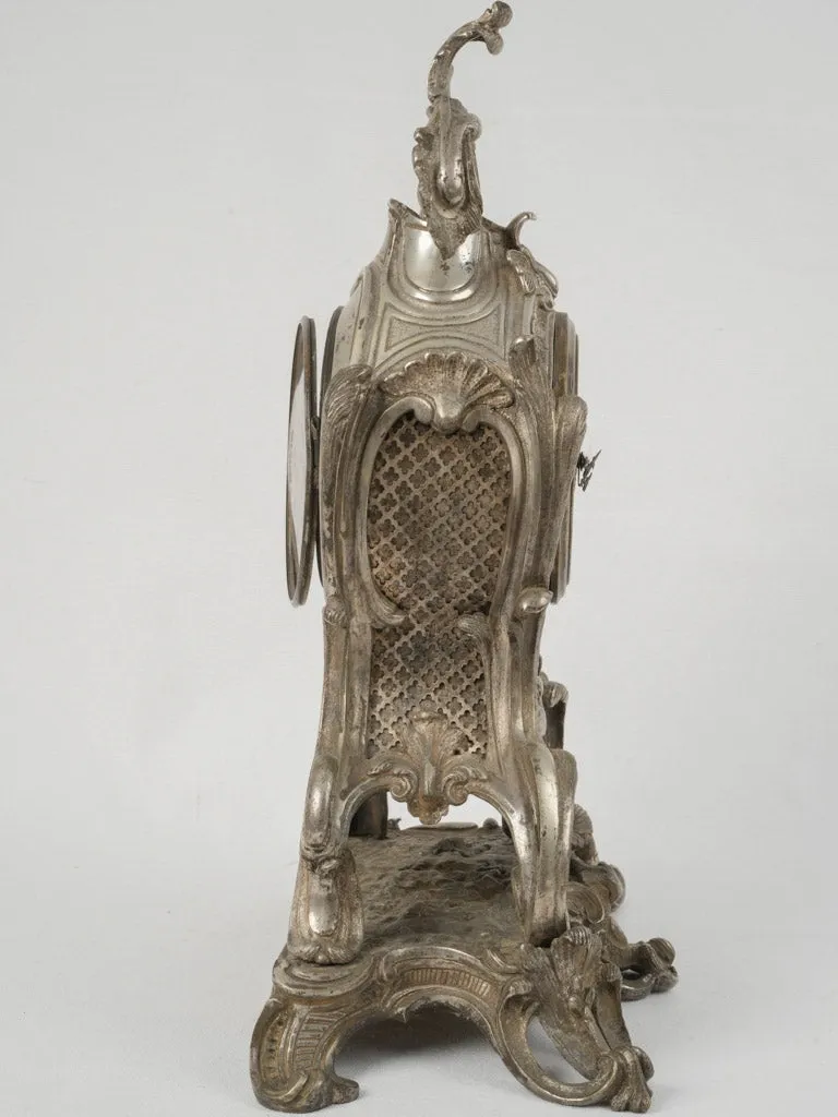 19th Century Louis XV Style Silver-Plated Bronze "12 Pavés" Cartel Clock 19¾"