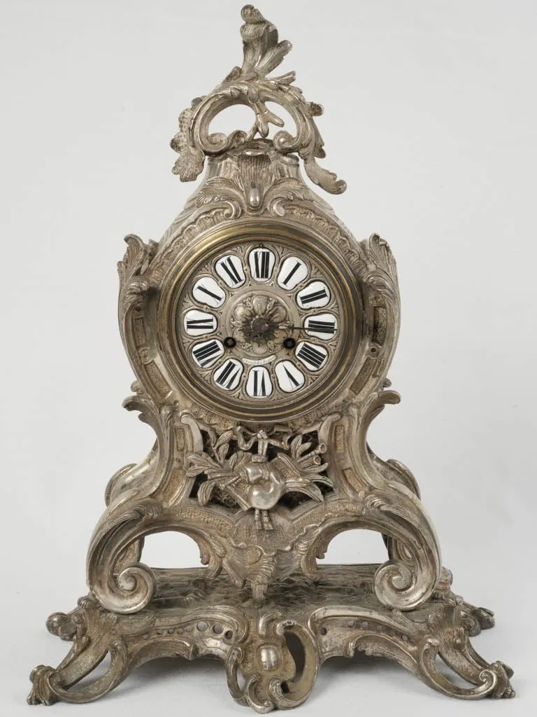 19th Century Louis XV Style Silver-Plated Bronze "12 Pavés" Cartel Clock 19¾"