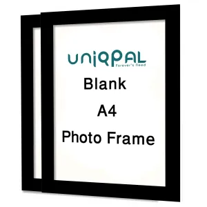 A4 Size Black Photo Frame for Wall Pictures-Set of 2-White Art Set for Big Decoration,Interior Decor Street Walls,Glass Frame for Photos,Large Cheap A4 Painting, Stick-on Certificate, Arcylic Picture