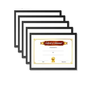 A4 Size Certificate Frame, 8x12 Inch Photo Frame For Certificates @ 59.90/-  Set Of 5 Synthetic Wood Moulding Flexi Glass, Black