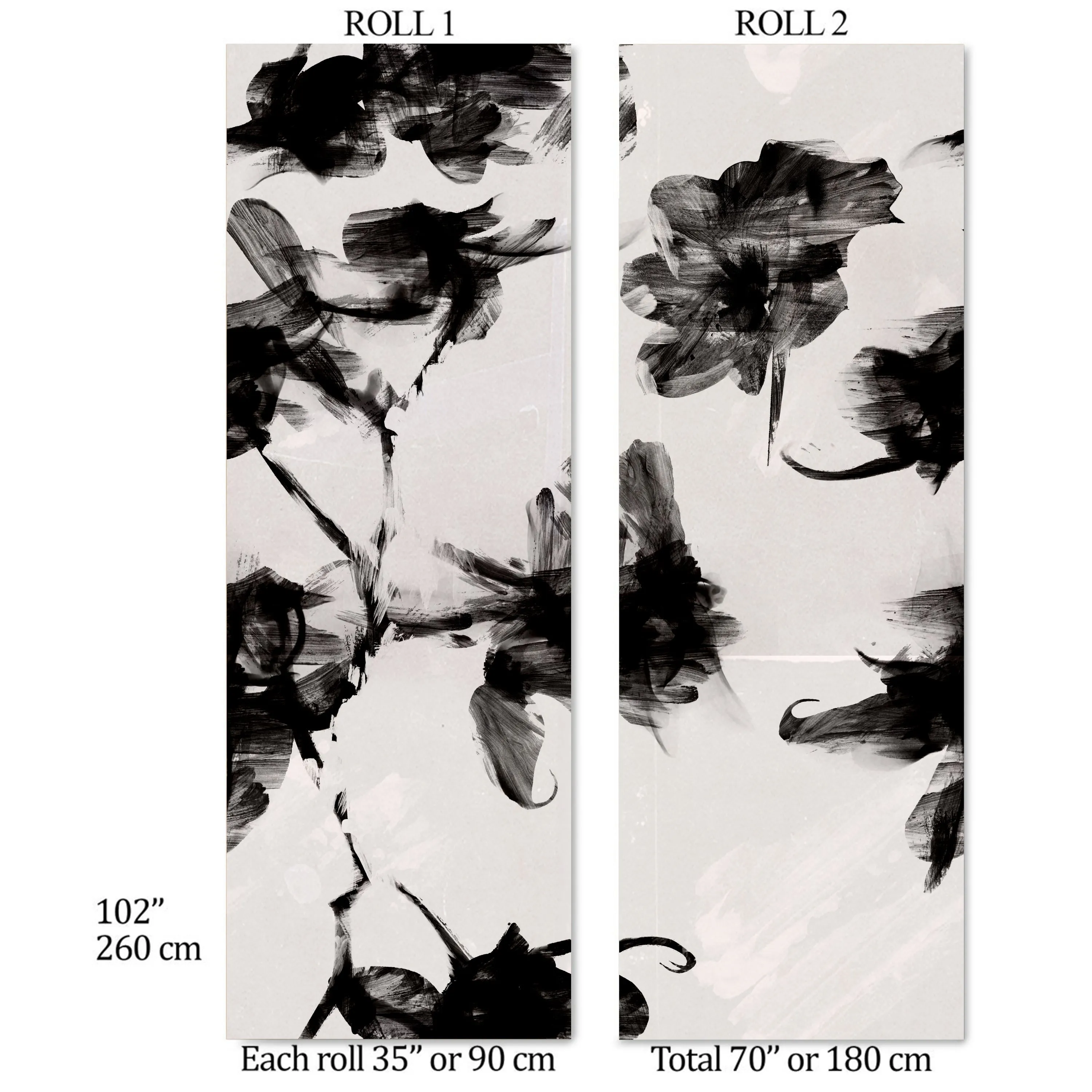 Abstract Black and White Floral Wallpaper