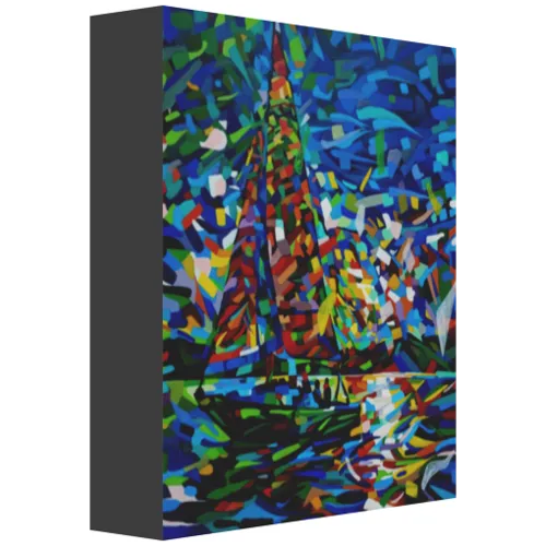 Abstract Sail Boat art, giclee reproduction print, water, lake, abstract ocean art, artist David Heatwole
