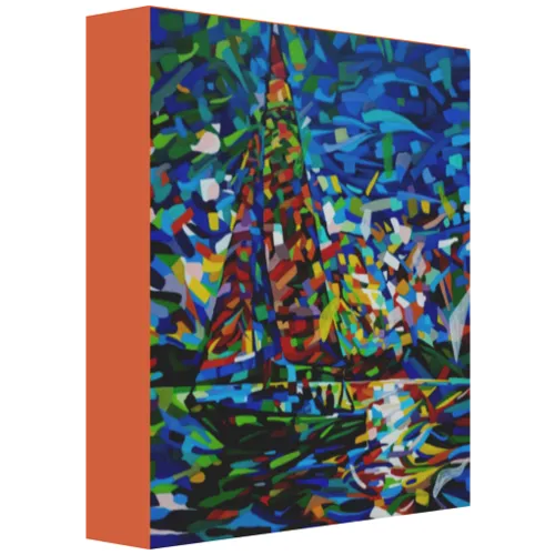 Abstract Sail Boat art, giclee reproduction print, water, lake, abstract ocean art, artist David Heatwole