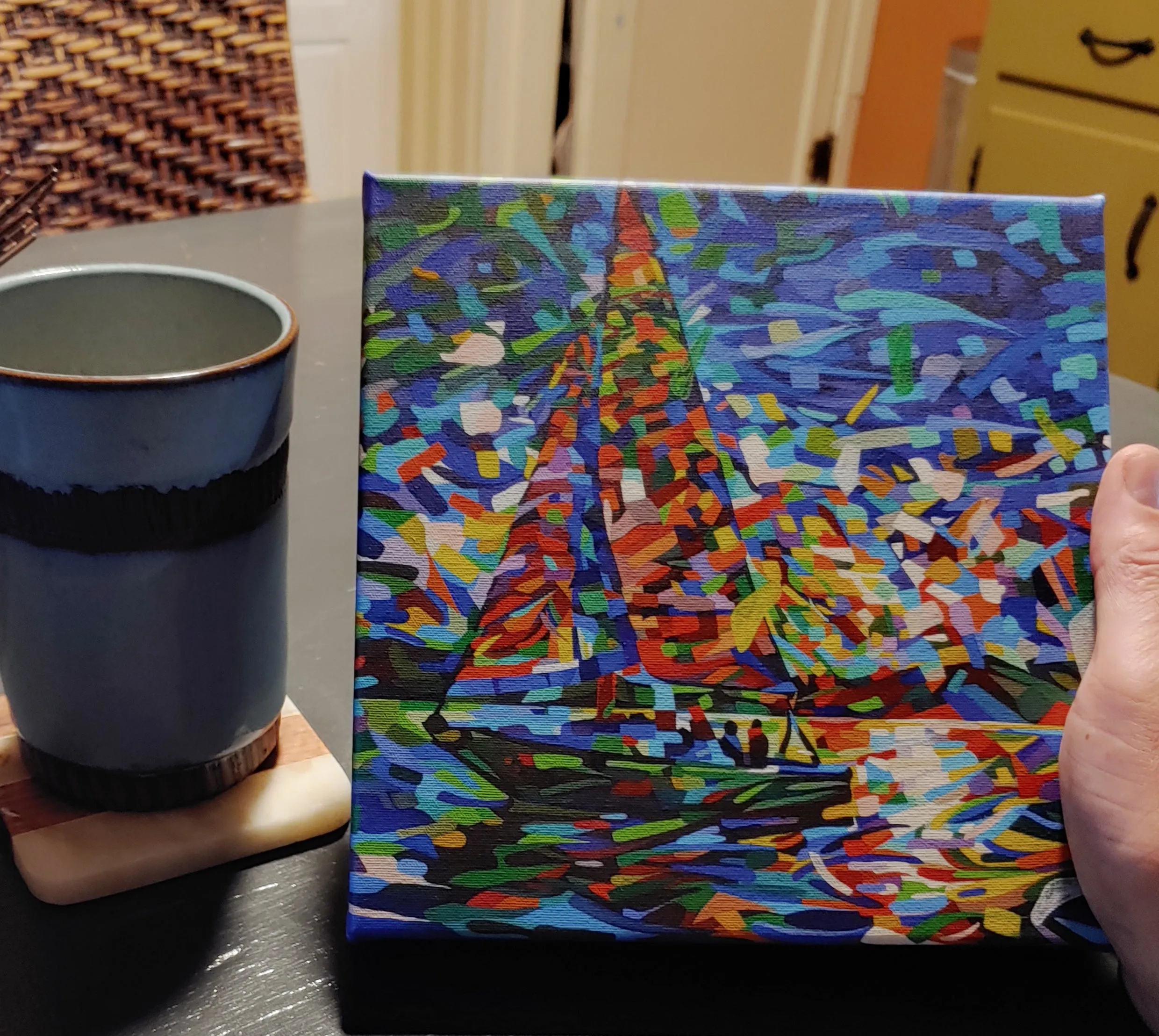 Abstract Sail Boat art, giclee reproduction print, water, lake, abstract ocean art, artist David Heatwole