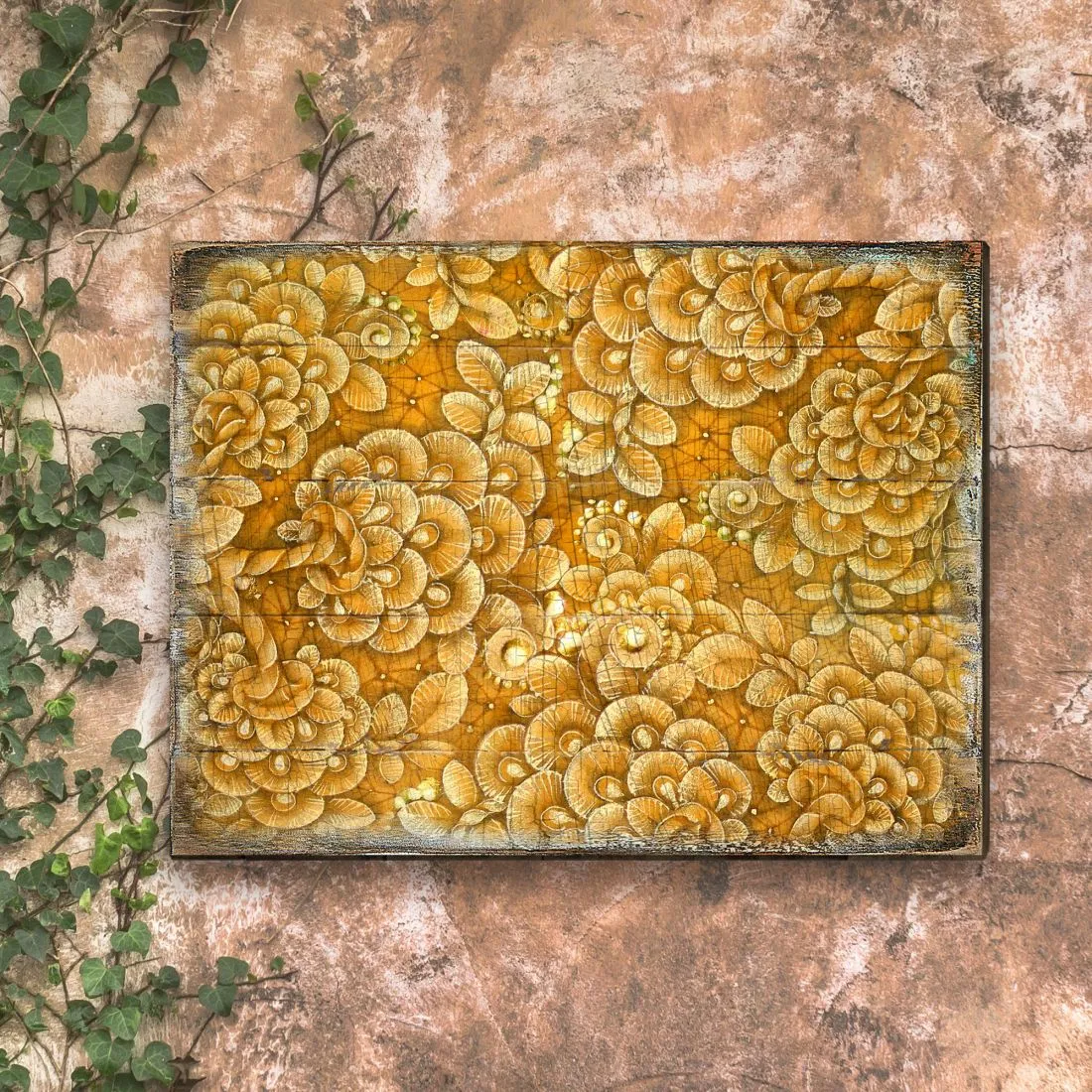 Amali Wooden Wall Art by G. DeBrekht - Floral Ornamental Décor - 95013B
