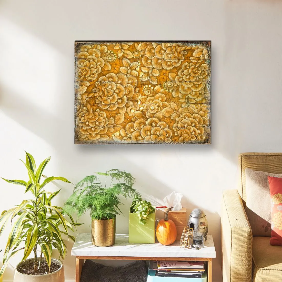 Amali Wooden Wall Art by G. DeBrekht - Floral Ornamental Décor - 95013B