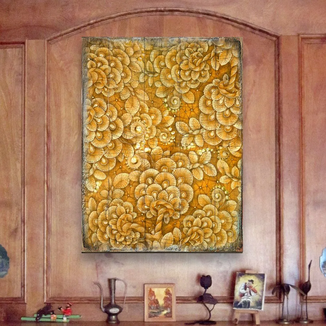 Amali Wooden Wall Art by G. DeBrekht - Floral Ornamental Décor - 95013B