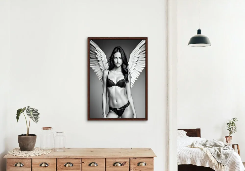 Angel Picture Black And White PRINTABLE ART, Fashion Poster, B&W Fashion Photography, Angel Portrait, Bikini Poster, Elegant And Beautiful
