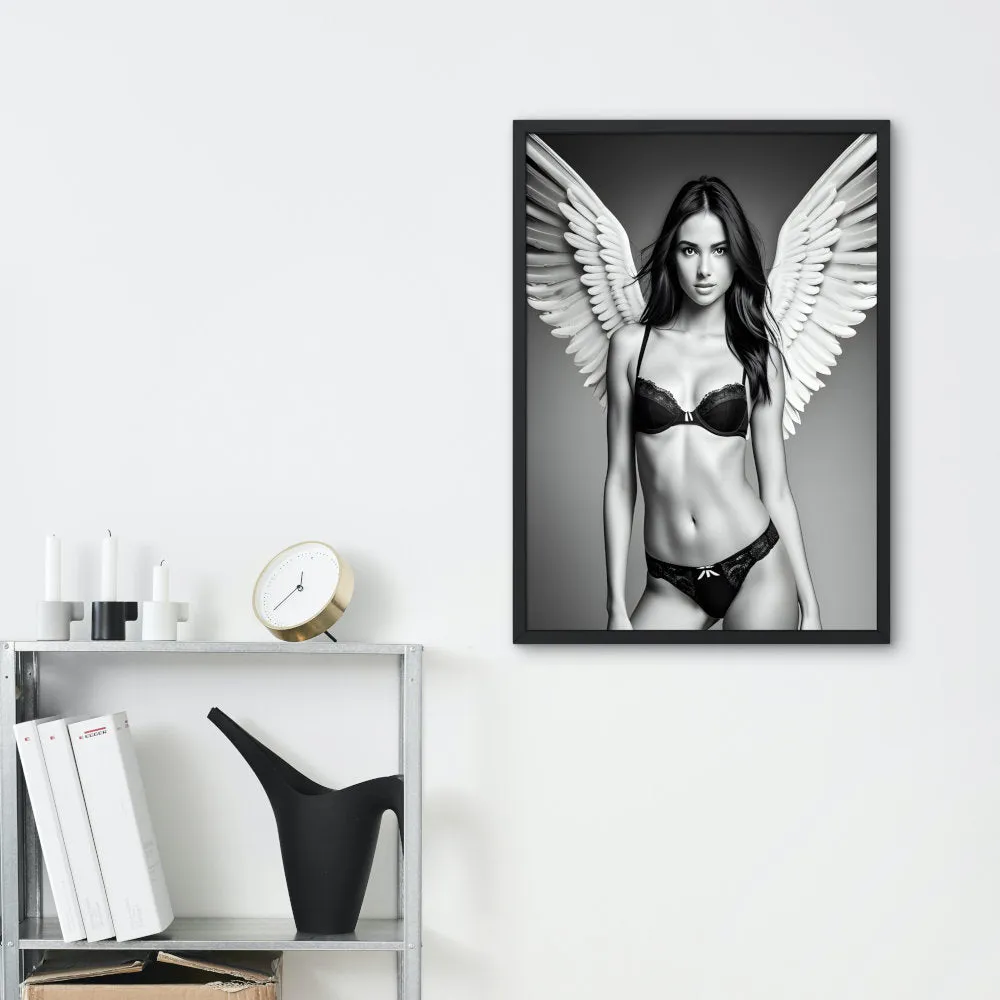 Angel Picture Black And White PRINTABLE ART, Fashion Poster, B&W Fashion Photography, Angel Portrait, Bikini Poster, Elegant And Beautiful