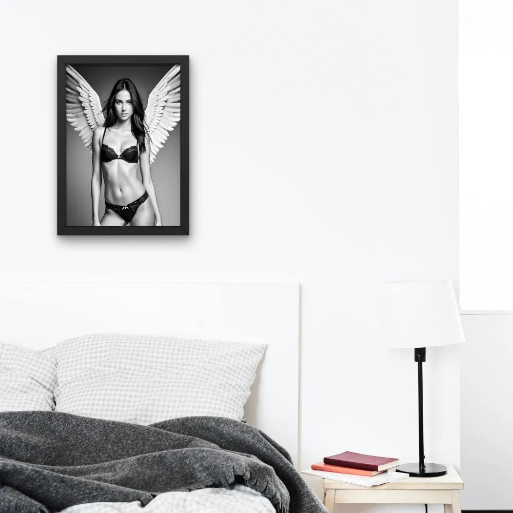 Angel Picture Black And White PRINTABLE ART, Fashion Poster, B&W Fashion Photography, Angel Portrait, Bikini Poster, Elegant And Beautiful