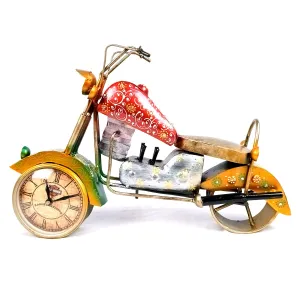 Apka Mart The Online Shop Bike Showpiece with Table Clock | Vintage Motor Cycle Bike Miniature with Desk Watch - for Home, Living Room, Study Table, Desk, Office Decor & Gifts - 16 Inch