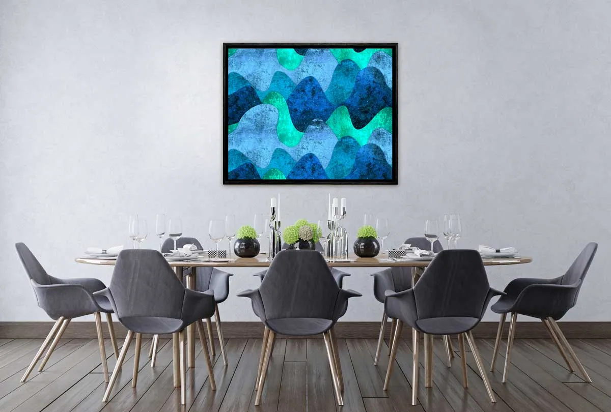 Aqua Blue Waves Pattern | Canvas Wall Art Print