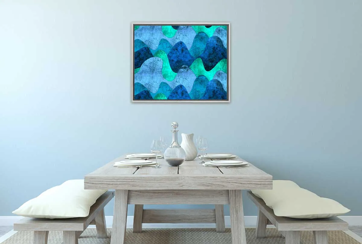 Aqua Blue Waves Pattern | Canvas Wall Art Print