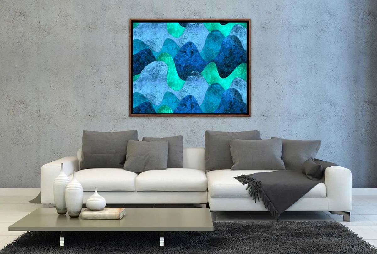 Aqua Blue Waves Pattern | Canvas Wall Art Print