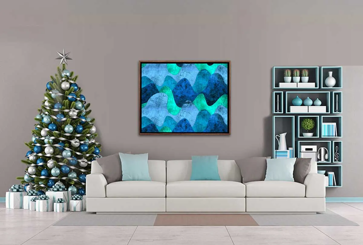 Aqua Blue Waves Pattern | Canvas Wall Art Print