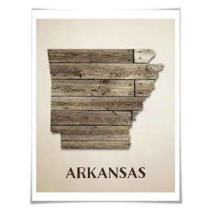 Arkansas Map Art Print. 5 Sizes. Travel Poster. Custom State. USA Map. Rustic Art Home Decor.