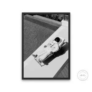 Astronaut By The Pool Black And White Poster PRINTABLE WALL ART, Science Wall Art, Indie Room Décor, Artsy Poster, Astronaut Print, Swimming Pool Art, Hypebeast