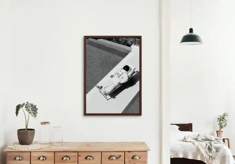 Astronaut By The Pool Black And White Poster PRINTABLE WALL ART, Science Wall Art, Indie Room Décor, Artsy Poster, Astronaut Print, Swimming Pool Art, Hypebeast