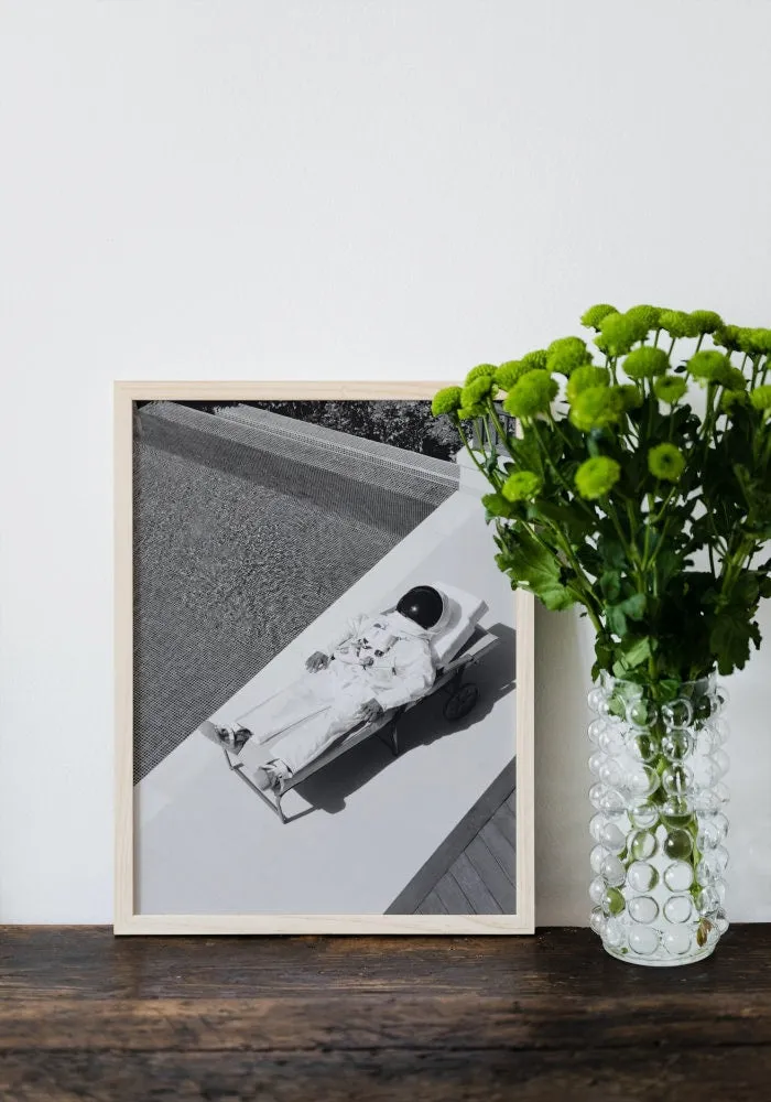 Astronaut By The Pool Black And White Poster PRINTABLE WALL ART, Science Wall Art, Indie Room Décor, Artsy Poster, Astronaut Print, Swimming Pool Art, Hypebeast