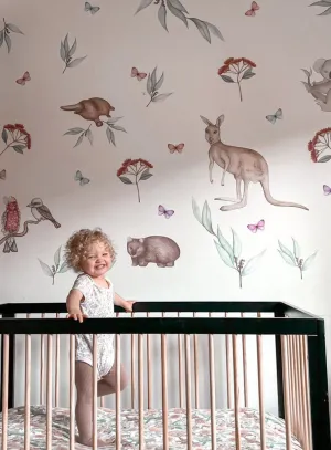 Australian Animals Australian Design Hand Painted Peel & Stick, Removable Wall Decal. Nursery, Kids Playroom, Kids Teens Bedroom