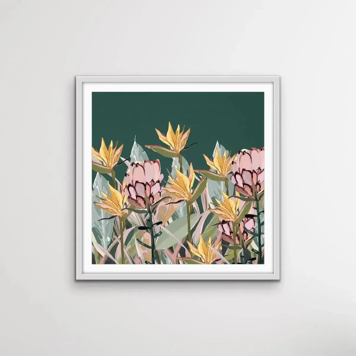 Australian Garden - Australian Native Plants On Dark Green Background Canvas Print