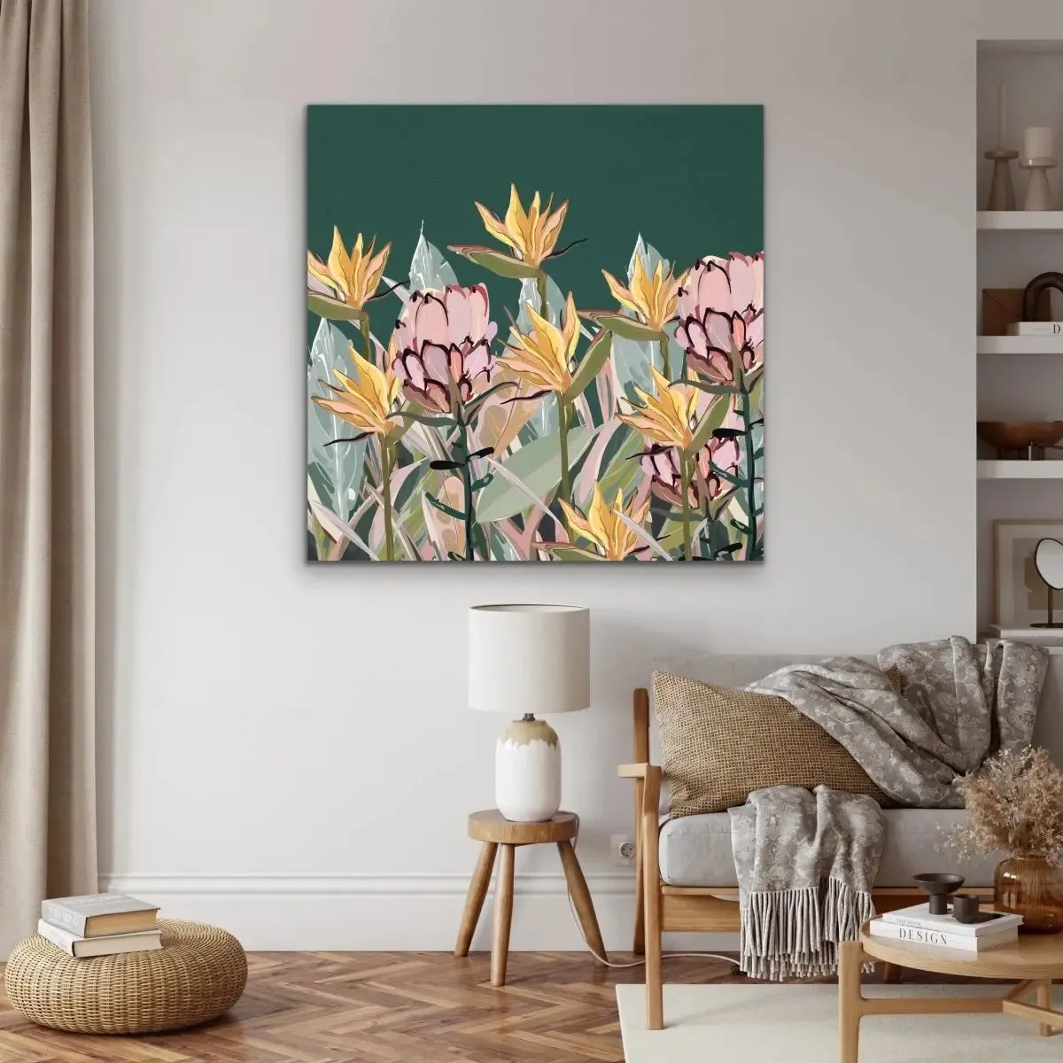 Australian Garden - Australian Native Plants On Dark Green Background Canvas Print