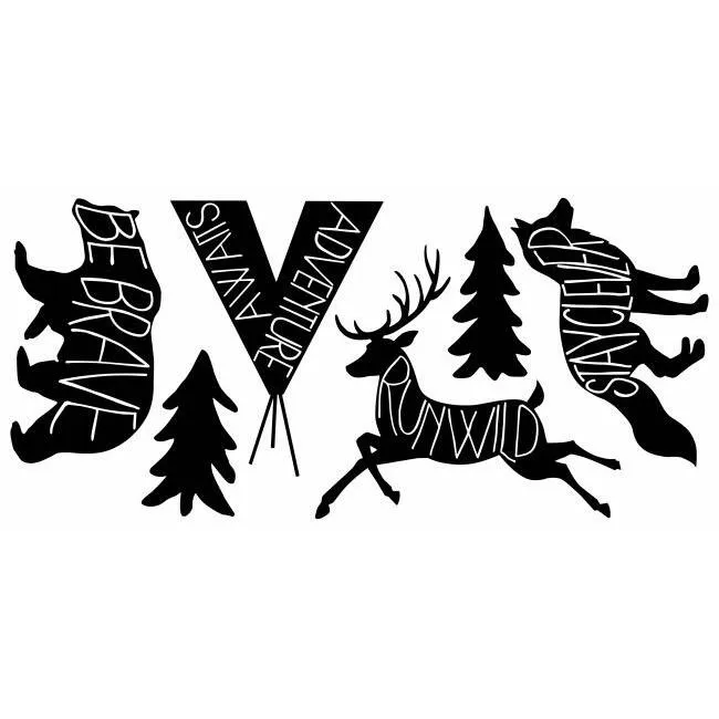Black Adventure Awaits Animal Giant Wall Decals