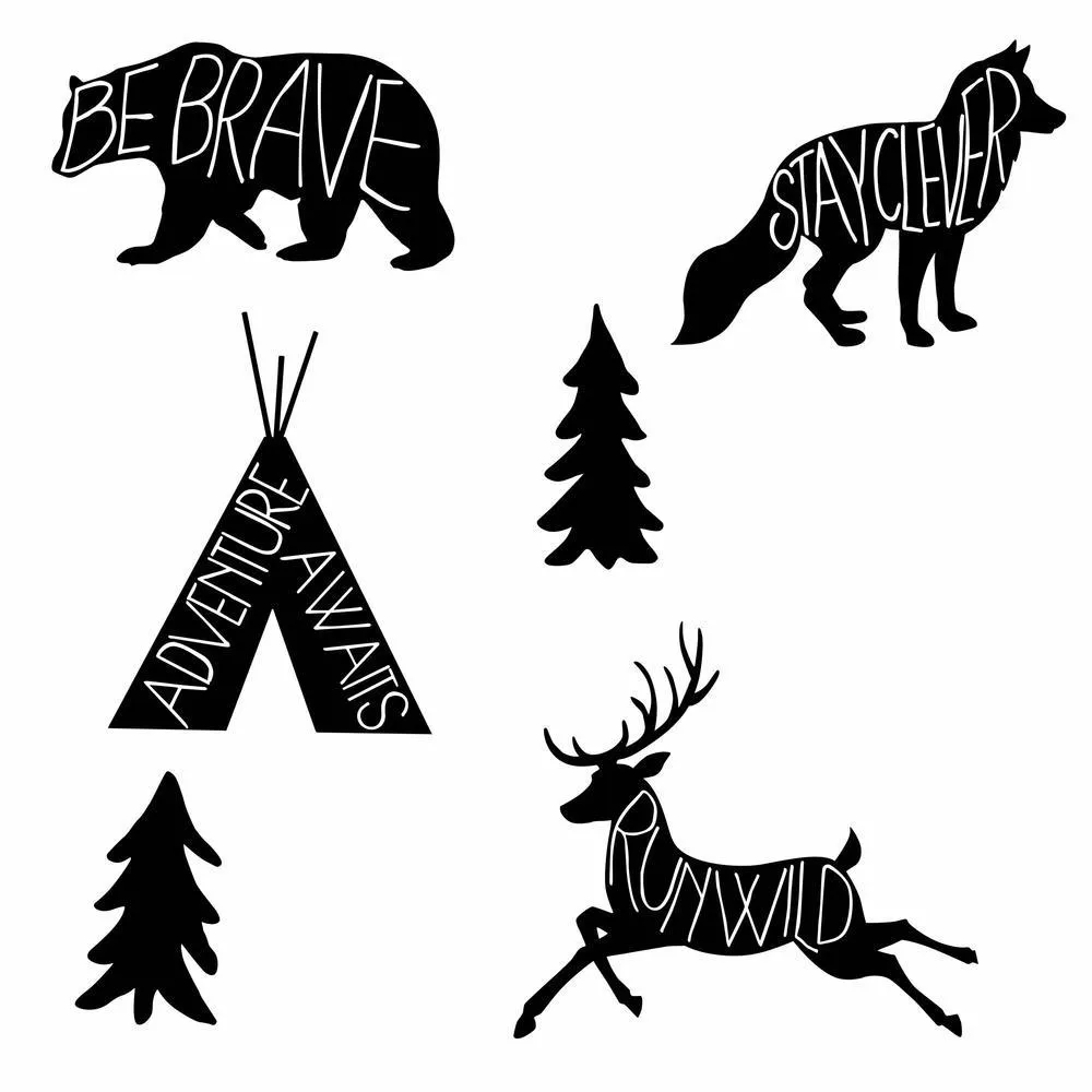 Black Adventure Awaits Animal Giant Wall Decals