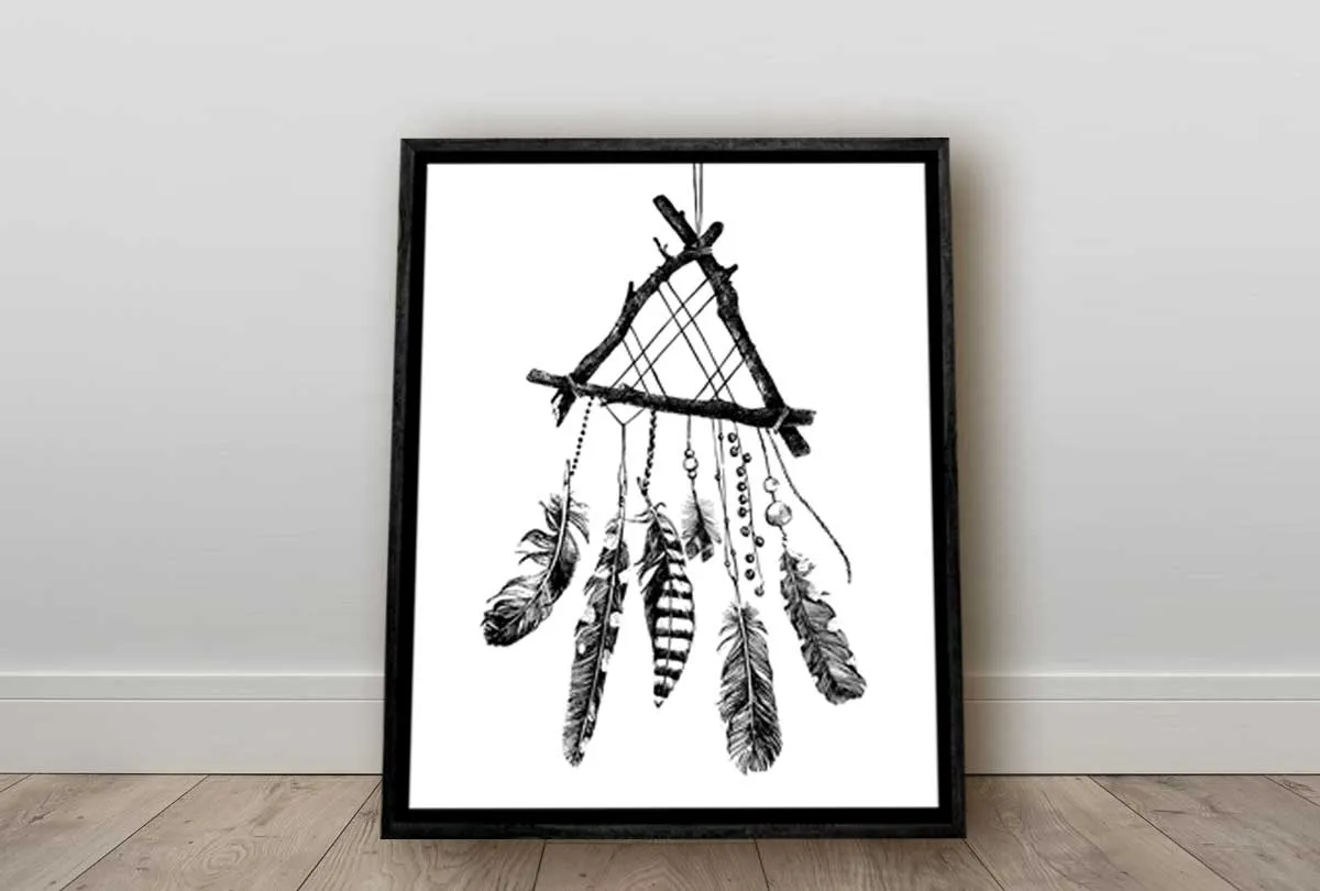 Black & White Dream Catcher | Canvas Wall Art Print