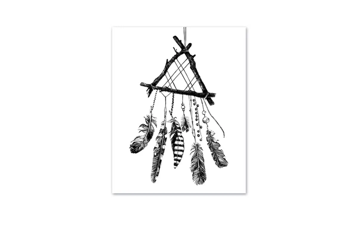 Black & White Dream Catcher | Canvas Wall Art Print