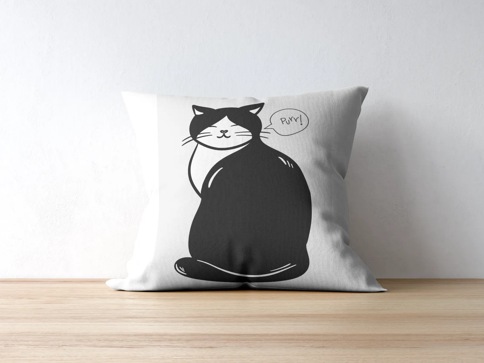 Black & White Purr Cat Artwork INSTANT DOWNLOAD Art Print, Cute Cat Poster, Gift Ideas For a Cat Lover, Avant-Garde Wall Art