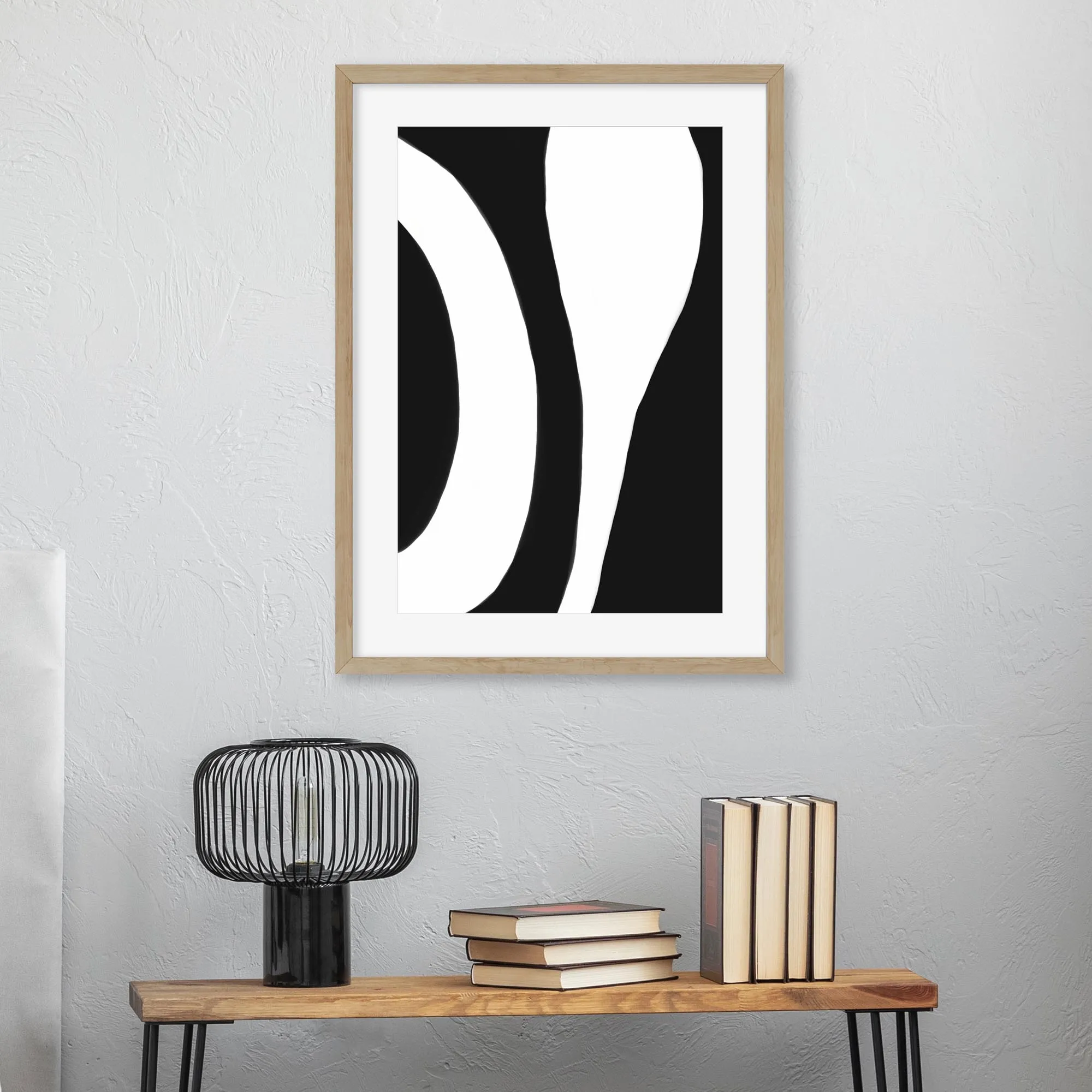 Black And White Abstract Lines Framed Art