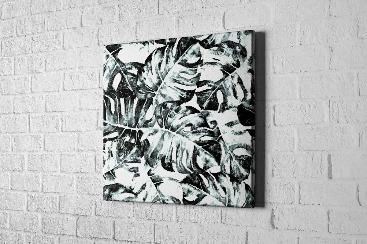 Black and White Monstera | Canvas Wall Art Print