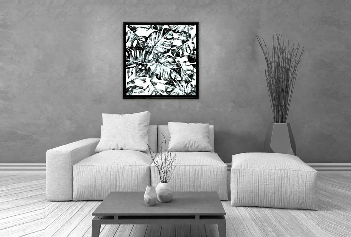 Black and White Monstera | Canvas Wall Art Print