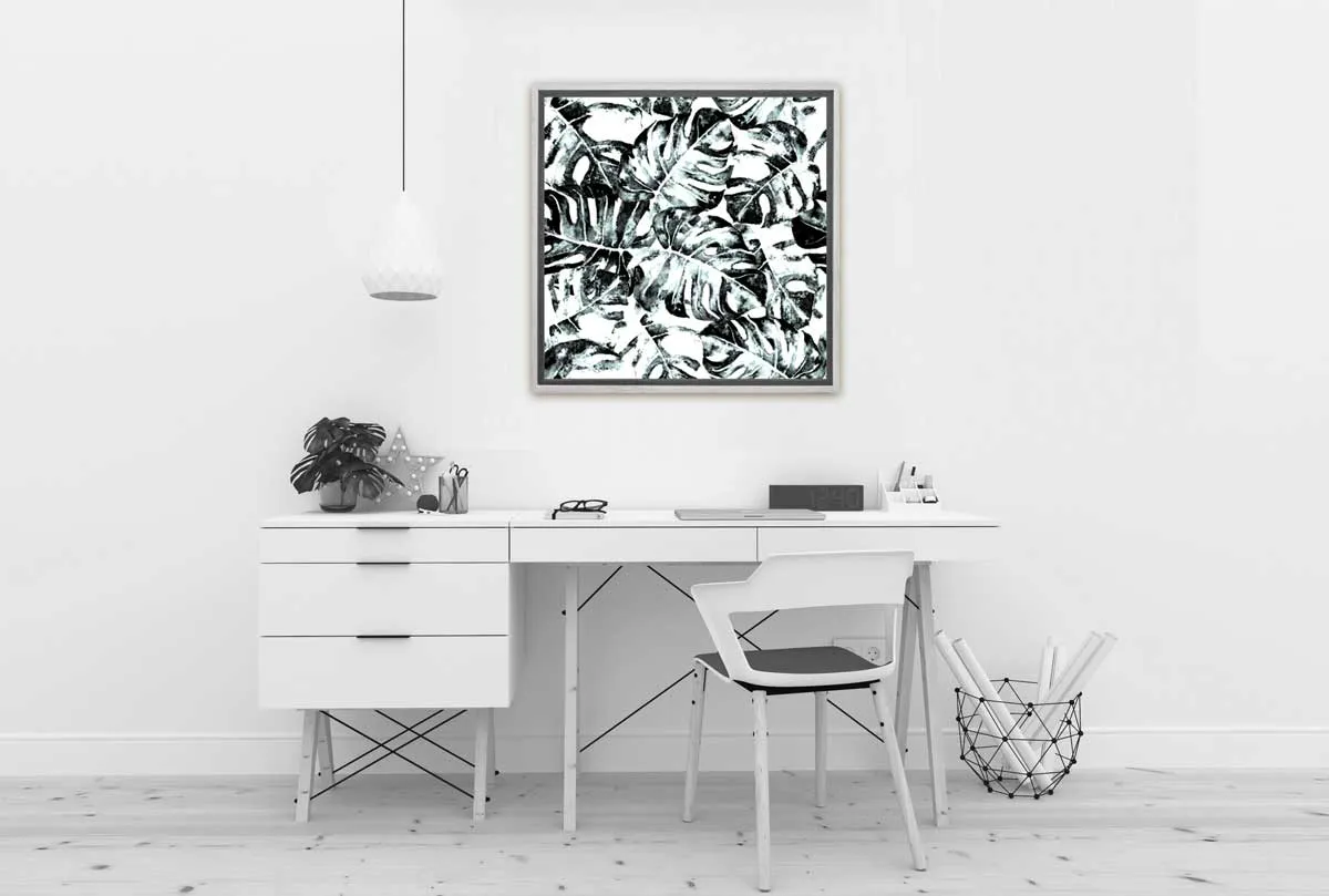 Black and White Monstera | Canvas Wall Art Print
