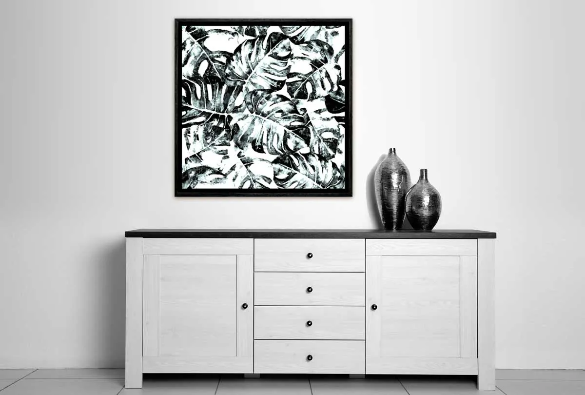 Black and White Monstera | Canvas Wall Art Print