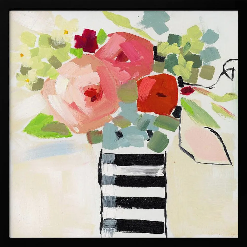 Black and White Vase - Square Stretched Canvas, Poster or Fine Art Print
