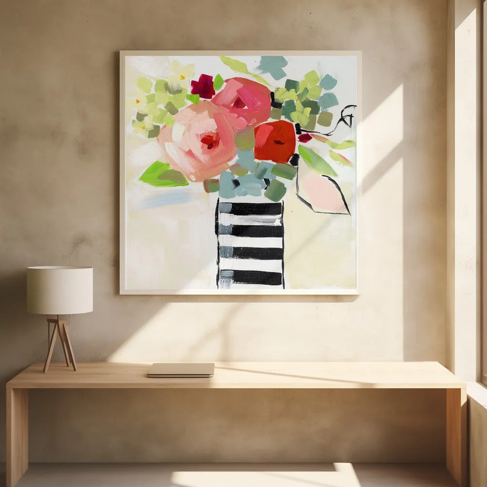 Black and White Vase - Square Stretched Canvas, Poster or Fine Art Print