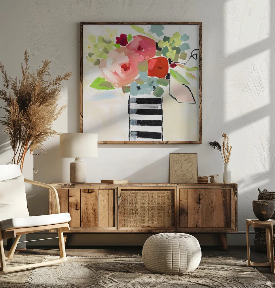 Black and White Vase - Square Stretched Canvas, Poster or Fine Art Print