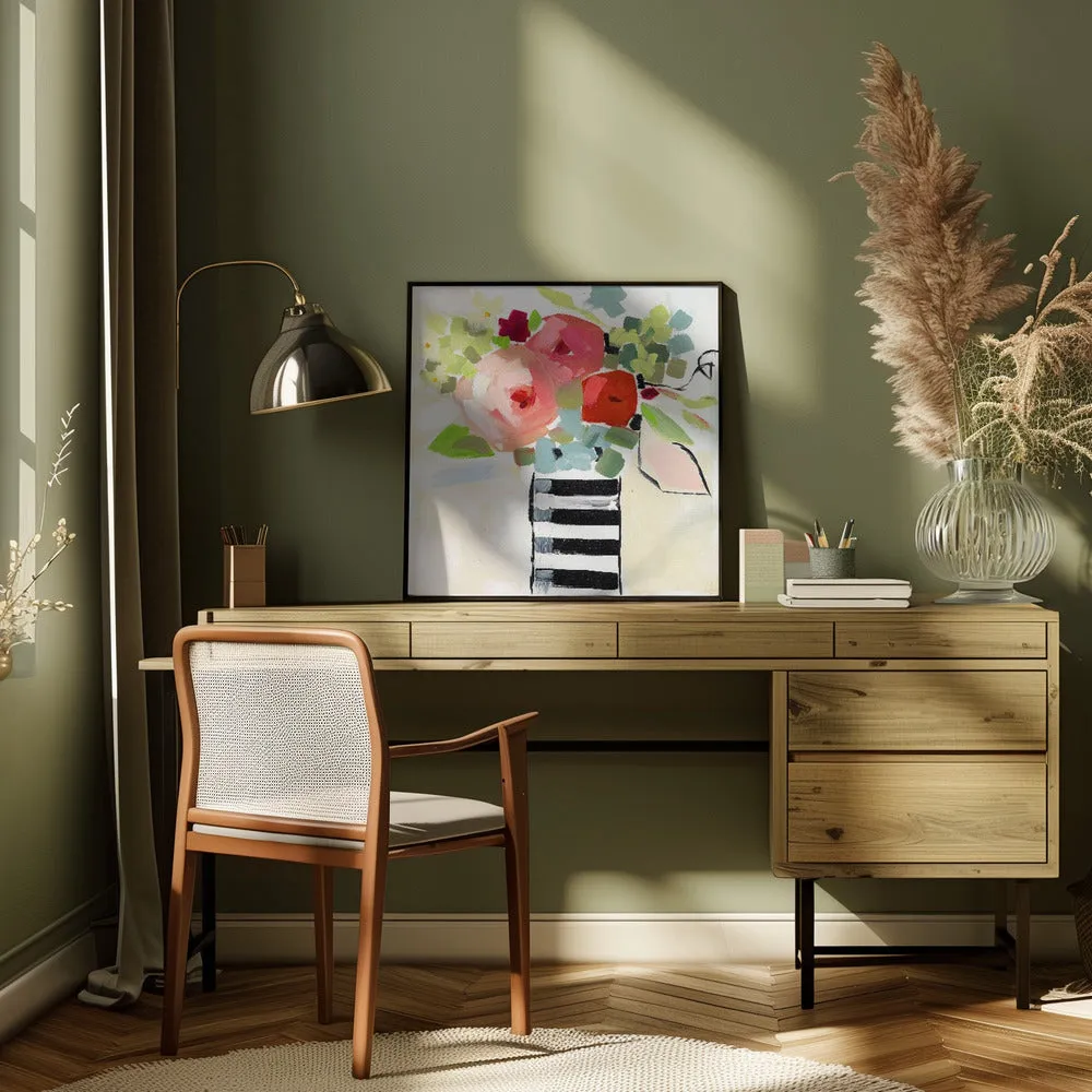 Black and White Vase - Square Stretched Canvas, Poster or Fine Art Print